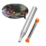 Collapsible Blow Fire Tube Stainless Steel Campfire Pocket Bellows