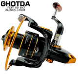 Metal Spool Fishing Reel 1000-7000 Series Fishing Wheel 12+1BB 5.2:1 Fishing Tackle