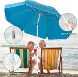 6.5ft Beach Umbrella with Detachable Sand Anchor & Tilt Mechanism, Sunshade Umbrella with Carry Bag