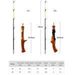 62cm Winter Ice Fishing Rod Carbon Wooden Handle Fishing Pole