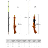 62cm Winter Ice Fishing Rod Carbon Wooden Handle Fishing Pole