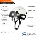 CE Safety Helmet with Visor Clear & Tinted 6-Point Suspension ANSI Z89.1 Approved