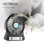 Mini fan portable USB charging LED light