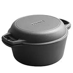 Cast Iron Skillet Dutch Oven Pan Set for Bread, Frying, Baking, 5QT