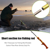 62cm Winter Ice Fishing Rod Carbon Wooden Handle Fishing Pole