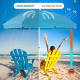 6.5ft Beach Umbrella with Detachable Sand Anchor & Tilt Mechanism, Sunshade Umbrella with Carry Bag