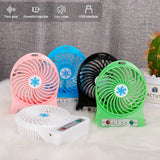 Mini fan portable USB charging LED light