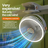 8000mAh Camping Fan Rechargeable Air Circulator Wireless Fan w/LED Light