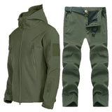 Men's Winter Fleece Army Military Waterproof Softshell Jackets Coat Trousers