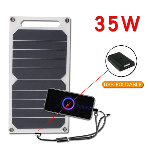 35W Solar Panel With USB Waterproof Mobile Phone Charging Bank 6.8V