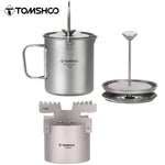 Titanium Coffee Press Maker Pot Alcohol Stove Set