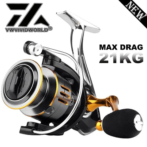 Fishing Reel Alloy Gear, Spool, Foot, Metal Arm Max Drag 21KG 5.2:1 Gear Ratio Spinning Saltwater