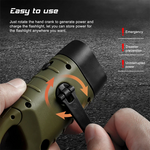 LED Solar Power Flashlight w/Hand Crank Survival Emergency