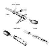 Tableware Multi-function Knife Fork Spoon Bottle Opener Foldable