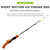 62cm Winter Ice Fishing Rod Carbon Wooden Handle Fishing Pole