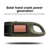 LED Solar Power Flashlight w/Hand Crank Survival Emergency