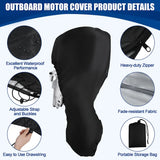 210D 6-225HP Waterproof Engine Cover UV Oxford Full Outboard Anti Dustproof Cover