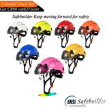 CE Safety Helmet with Visor Clear & Tinted 6-Point Suspension ANSI Z89.1 Approved