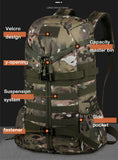 Oulylan 60L Camouflage Tactical Backpack Waterproof Storage Rucksack