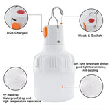 1PC Outdoor USB Rechargeable LED Lamp Bulbs 60W