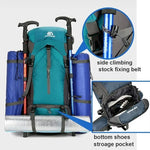 Waterproof Nylon Backpack With Rain Cover Hiking Mountaineering