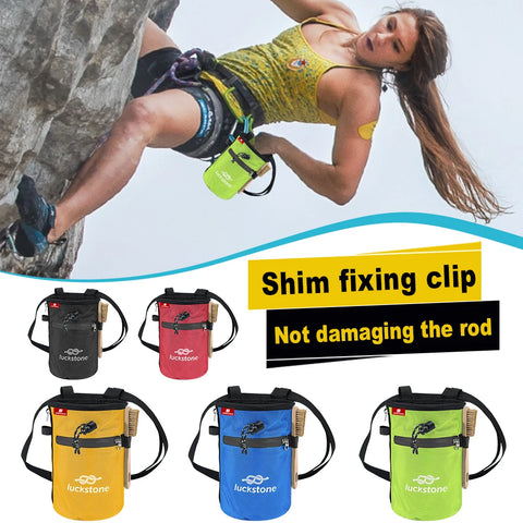 Chalk Bag with 2 Large Zippered Storage Pockets with Chalk Brush for Rock Climbing