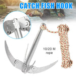 Grappling Hook Survival Tool With Rope Folding Anchor Sturdy For Small Boat, Climbing