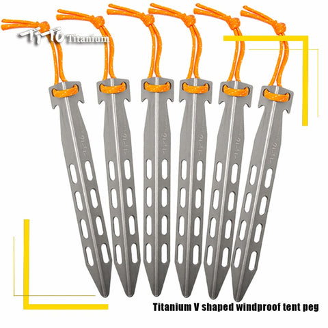 Titanium Tent Stakes Heavy Duty V Shape